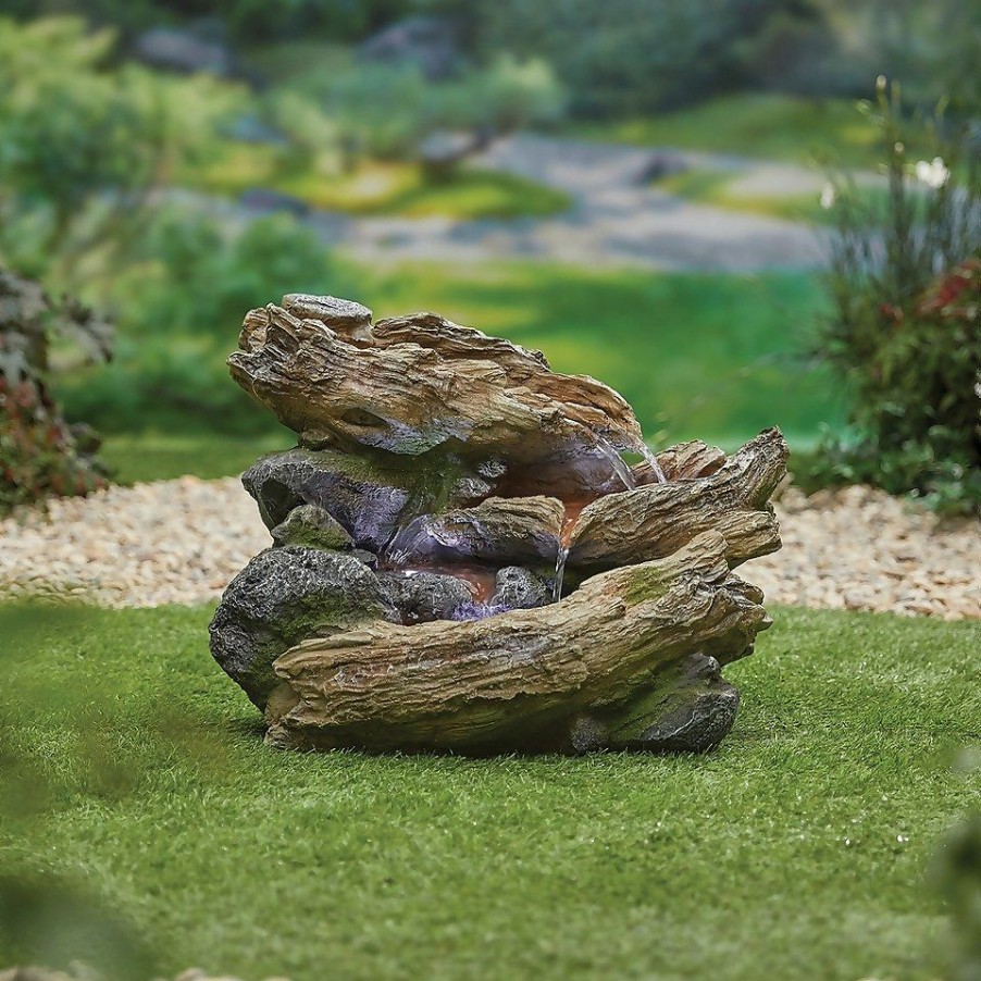 Homebase Water Features | Stylish Fountain Bubbling Brook Water Feature With Leds