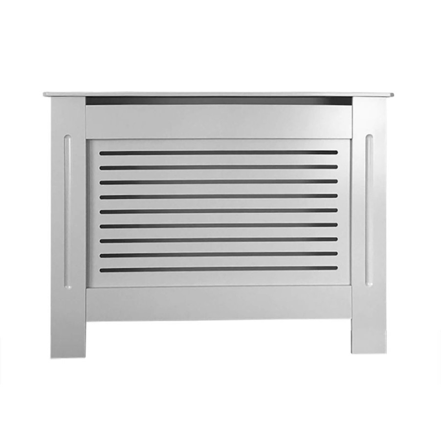 Homebase Hallway Furniture | Radiator Cover With Horizontal Slatted Design In Grey - Small