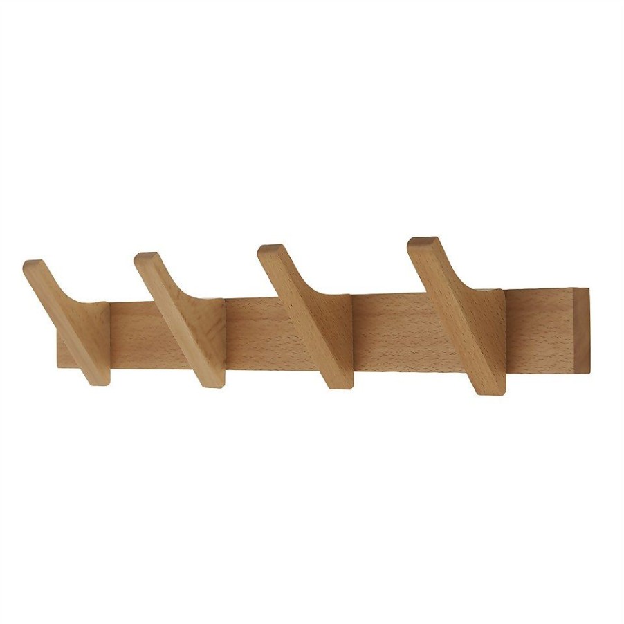 Homebase Hallway Furniture | 4 Hooks Wooden Strip Rail