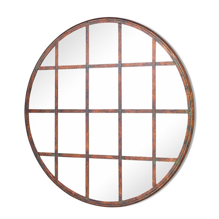 Homebase Mirrors | Mirroroutlet Metal Round Decorative Window Garden Mirror - 80Cm