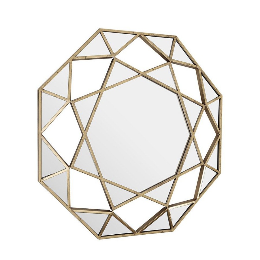 Homebase Mirrors | Marcia Faceted Octagonal Wall Mirror - Gold - 81Cm