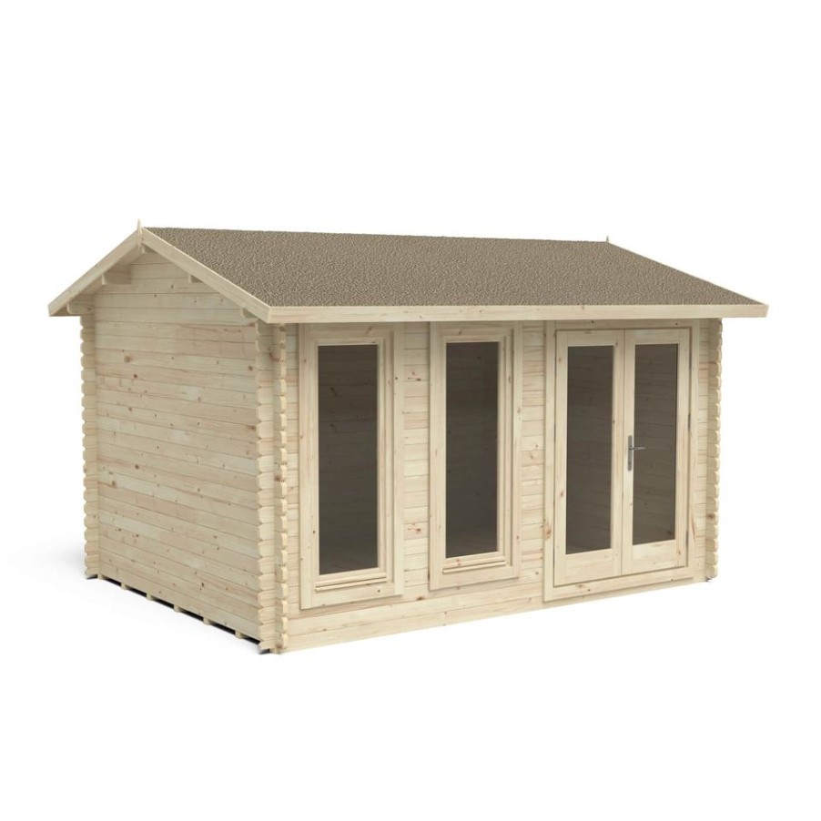 Homebase Garden Buildings | Chiltern 4.0M X 3.0M Log Cabin Double Glazed With Felt Shingles And Underlay