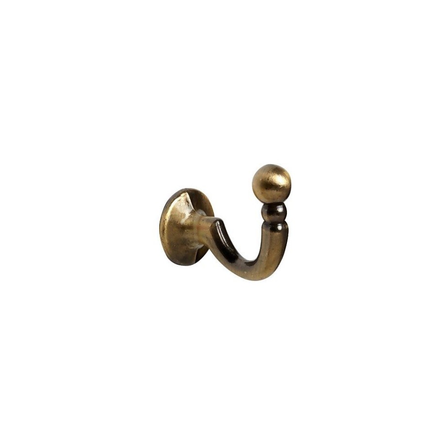 Homebase Curtain Poles & Tracks | Pack Of 2 Antique Brass Ball Tieback Hooks