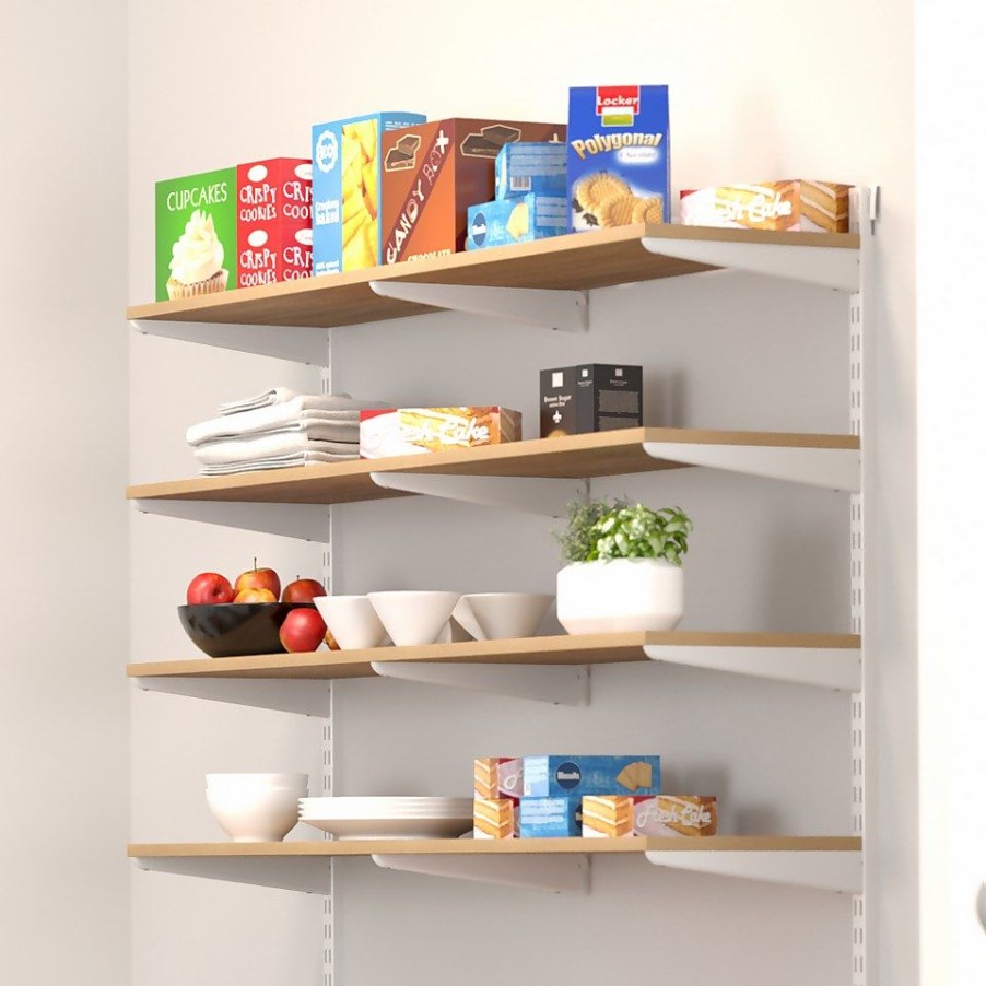 Homebase Shelving Brackets | Double Slot Bracket - White -270Mm