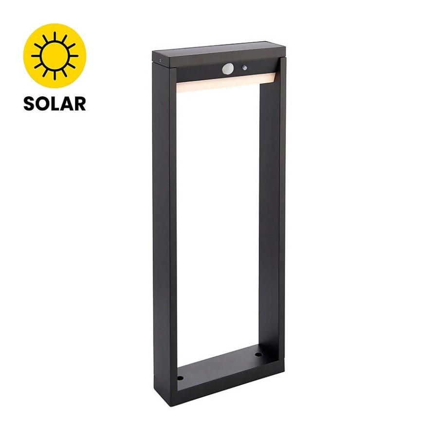 Homebase Solar Garden Lights | Dannah 50Cm Photocell & Pir Solar Outdoor Floor Light - Black