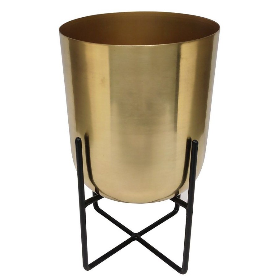 Homebase Plant Pots | Brass Indoor Plant Pot With Cross Stand - 13.5Cm