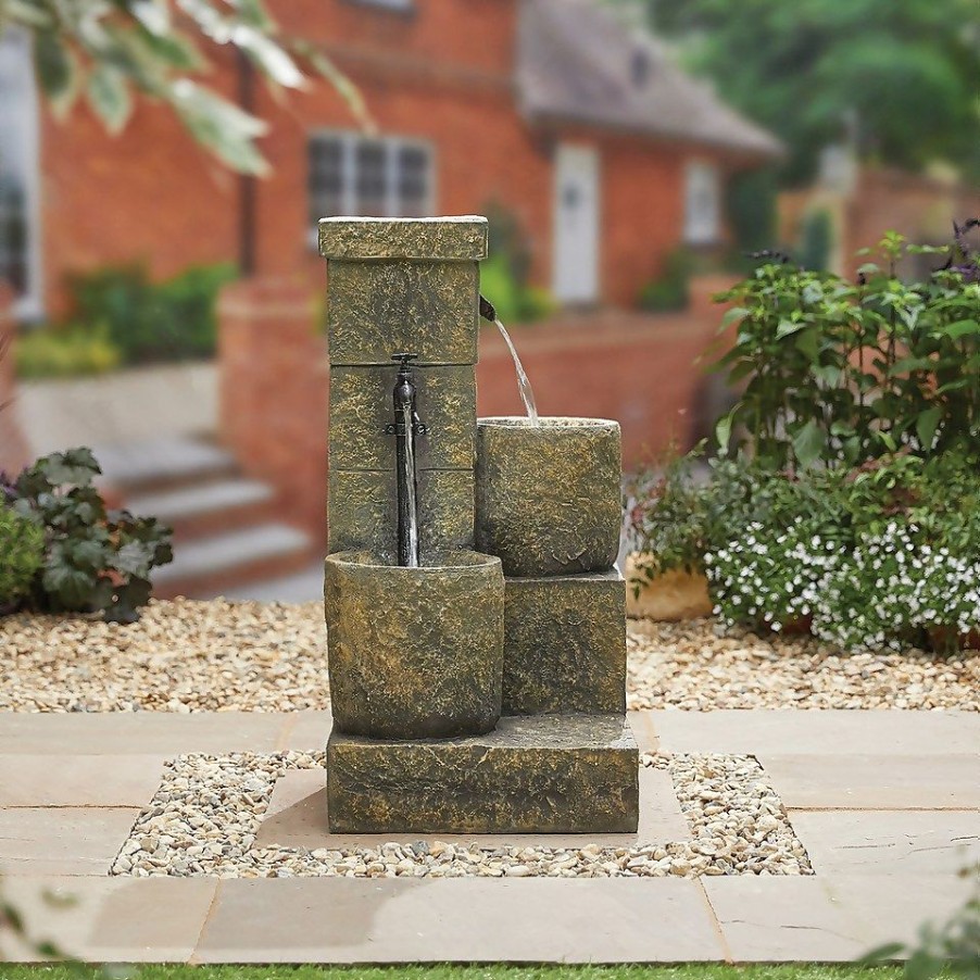 Homebase Water Features | Stylish Fountain Cotswold Trough Water Feature With Leds