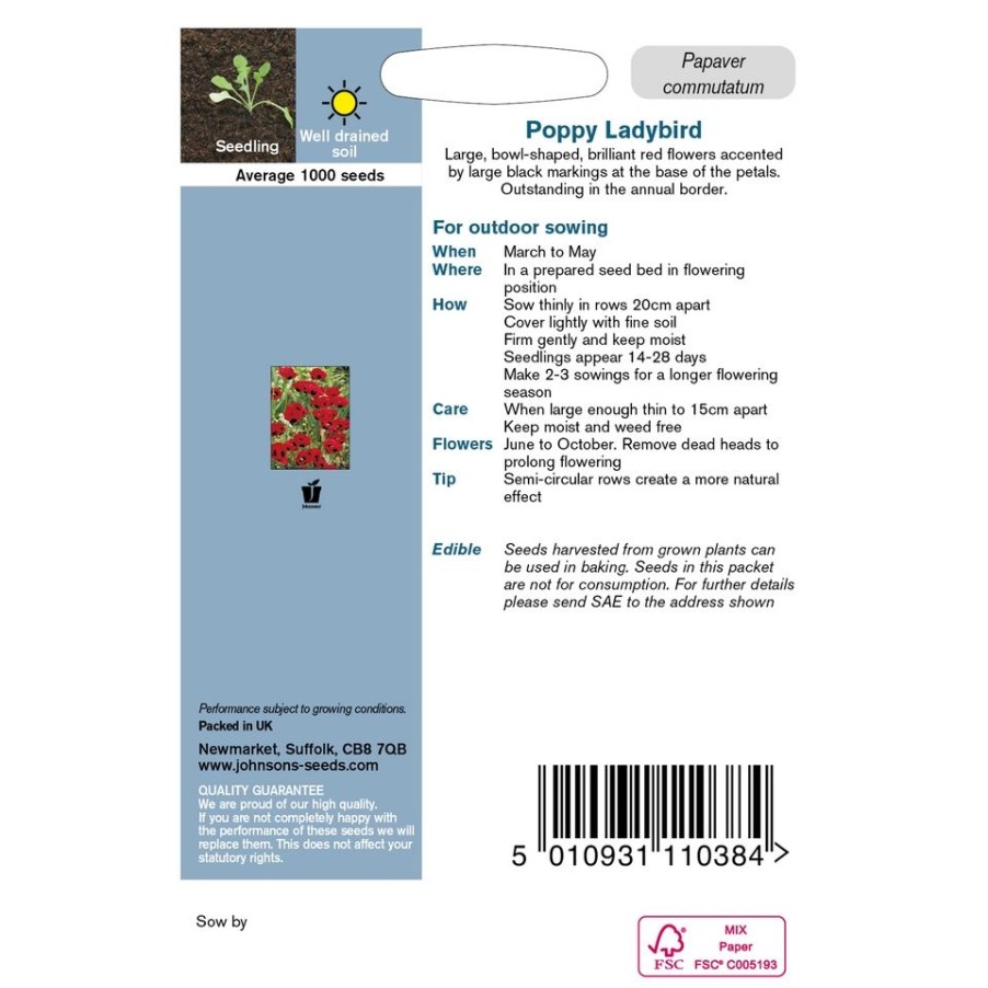 Homebase Seeds | Poppy Ladybird Seeds