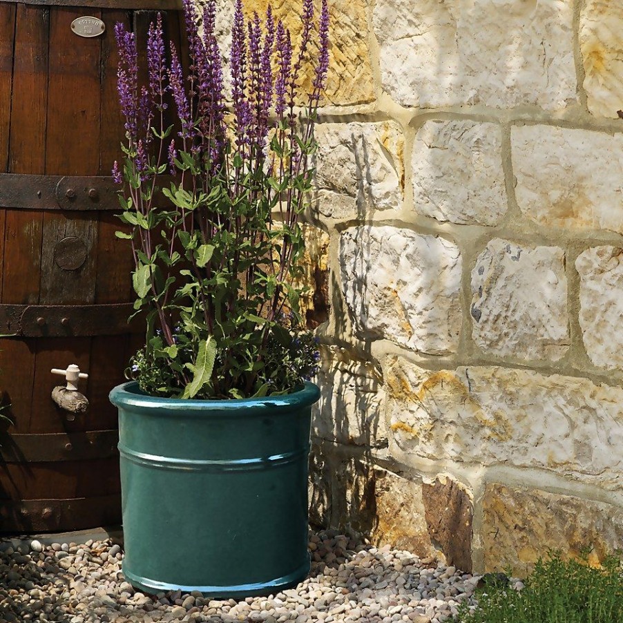 Homebase Plant Pots | Chiswick Cylinder Green31Cm