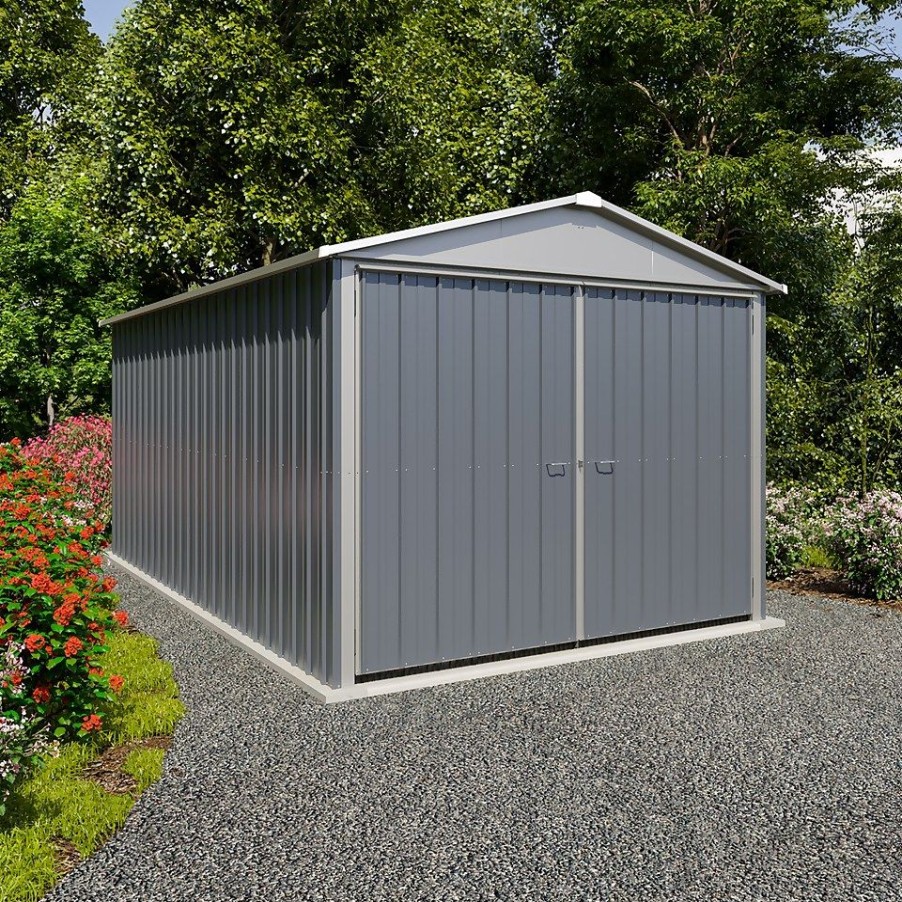 Homebase Garden Sheds | Yardmaster 10X17Ft Metal Garage Workshop - Anthracite Grey