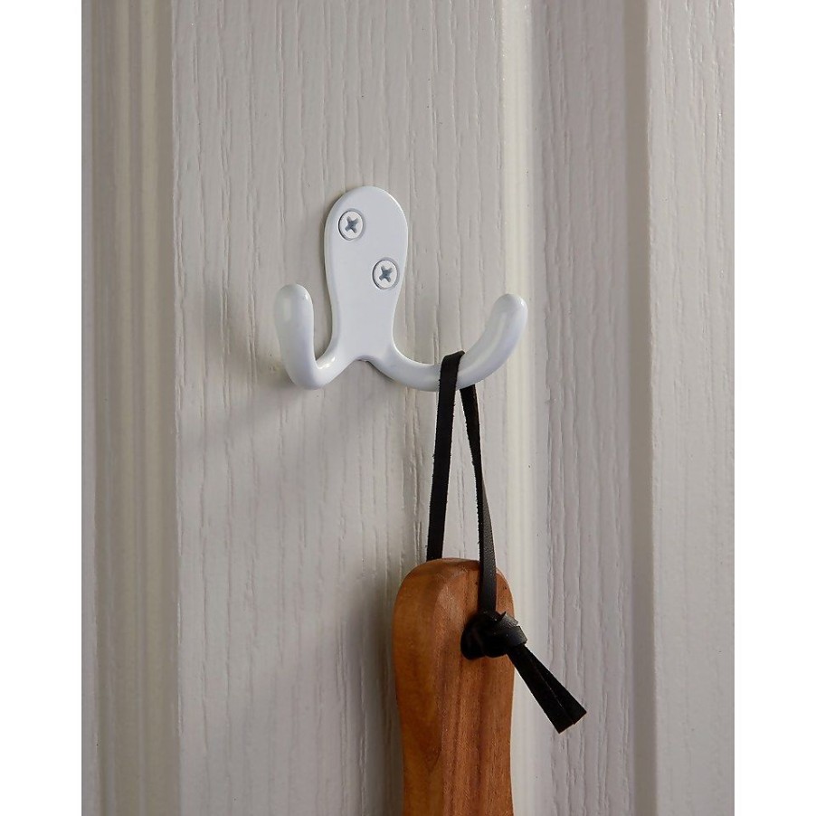 Homebase Hallway Furniture | Basic Double Robe Hook - White