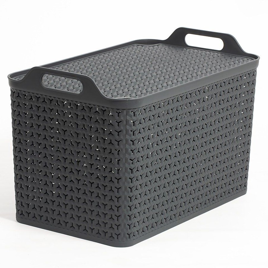 Homebase Storage & Home Deals | Extra Large Urban Storage Basket With Lid - Charcoal