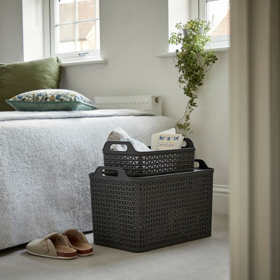 Homebase Storage & Home Deals | Extra Large Urban Storage Basket With Lid - Charcoal