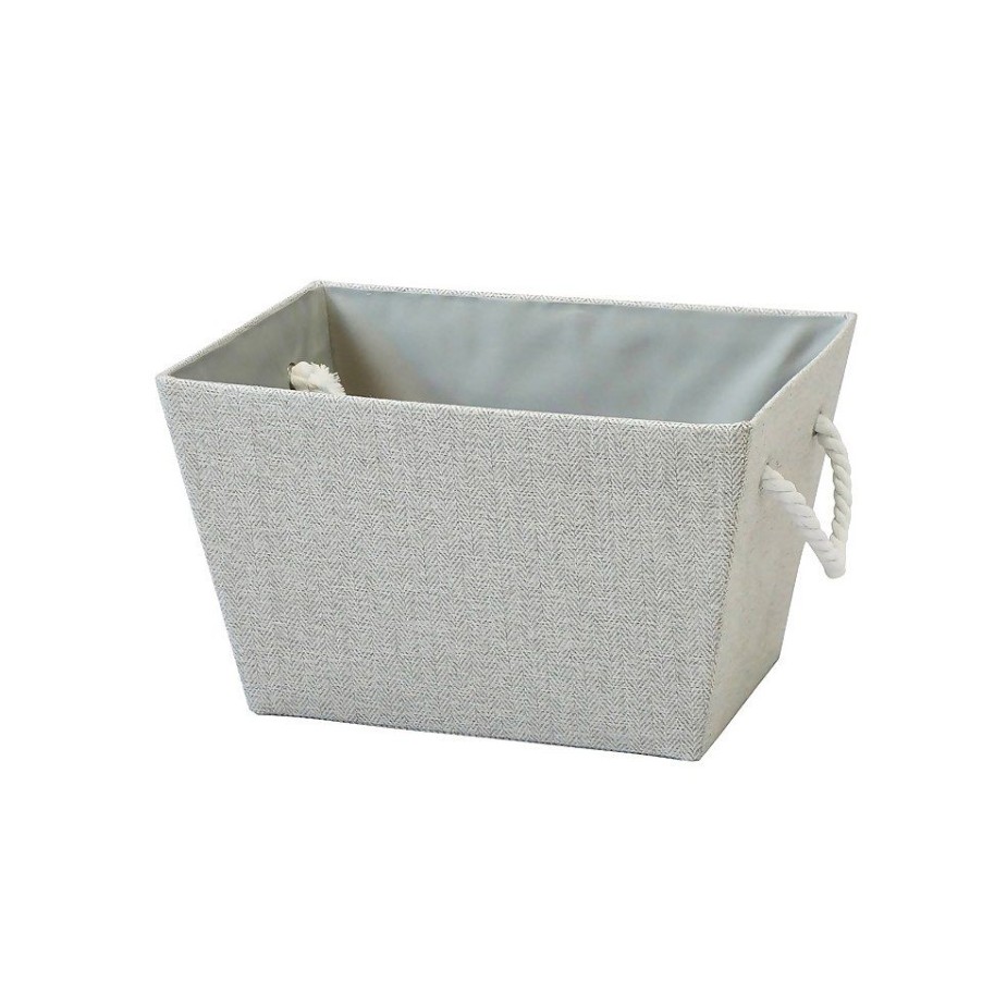 Homebase Storage Containers | Neutral Herringbone Medium Storage Basket