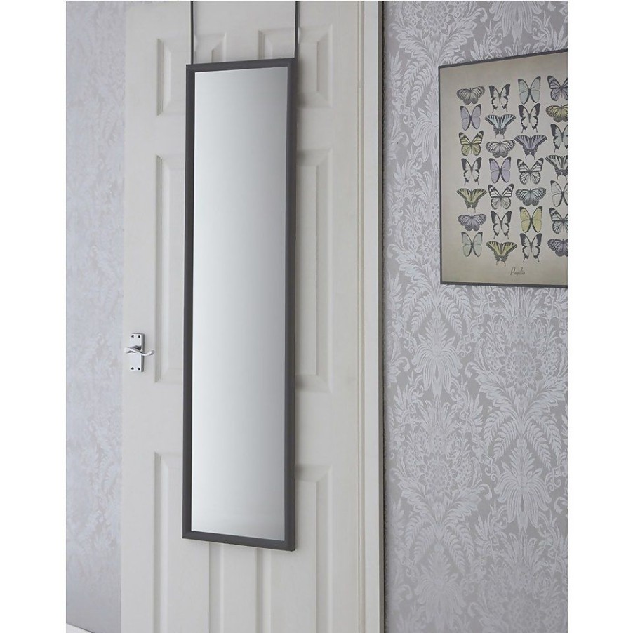 Homebase Mirrors | Over Door Hanging Mirror - Grey - 33.5X124Cm