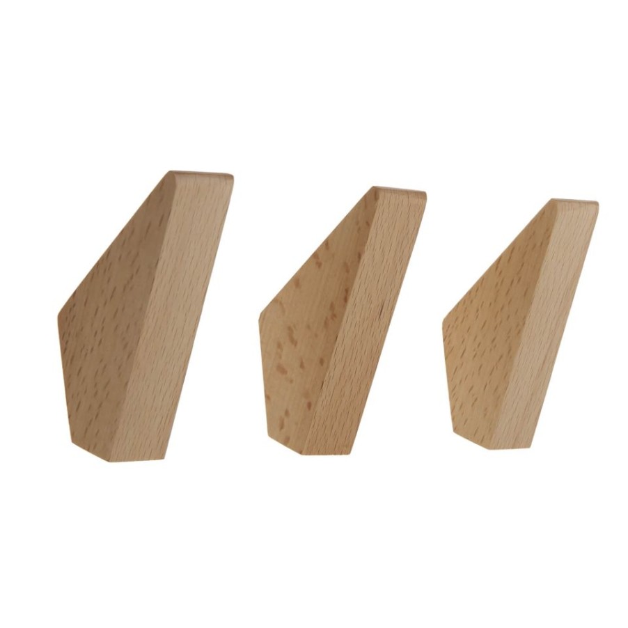 Homebase Hallway Furniture | Wooden Hook Set - Beech Effect