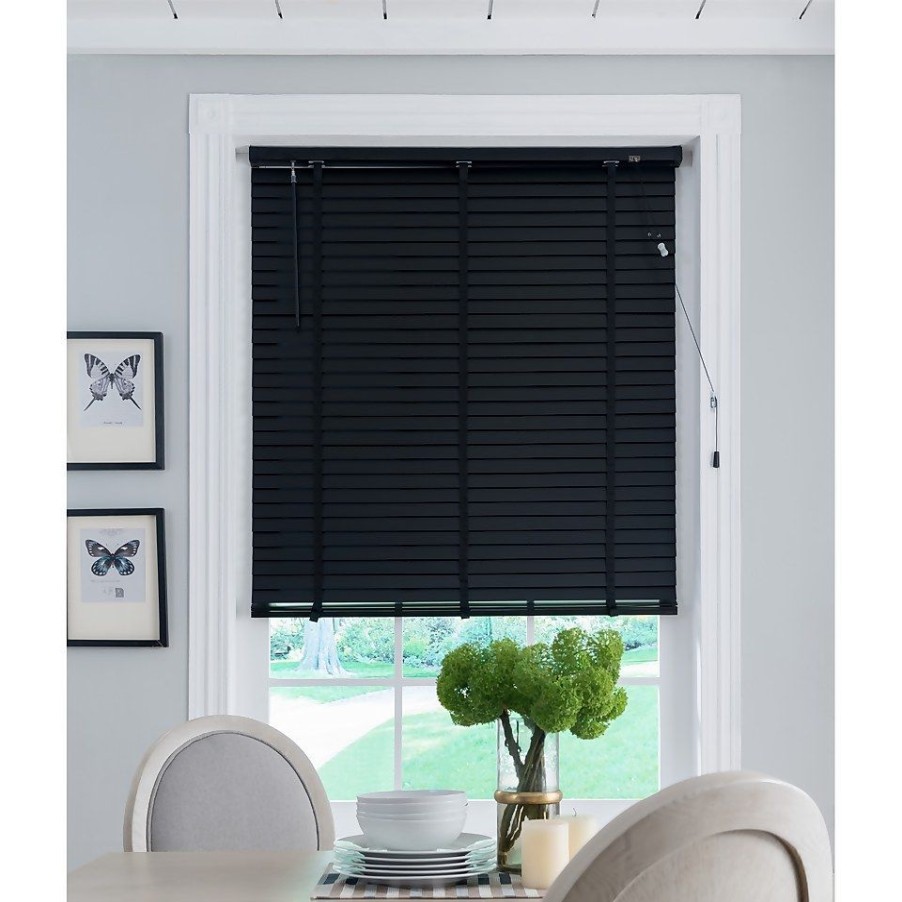 Homebase Blinds | 50Mm Wood Venetian Blind - Black - 80X130Cm