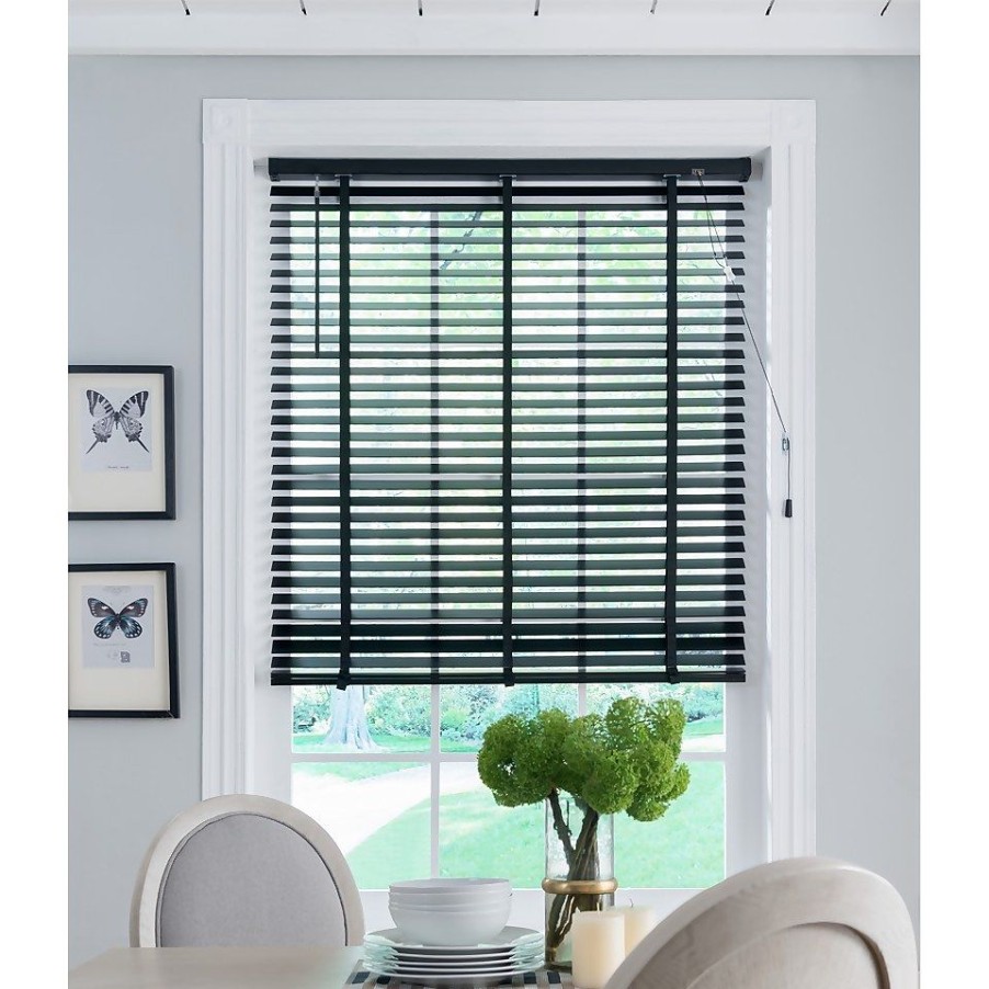 Homebase Blinds | 50Mm Wood Venetian Blind - Black - 80X130Cm