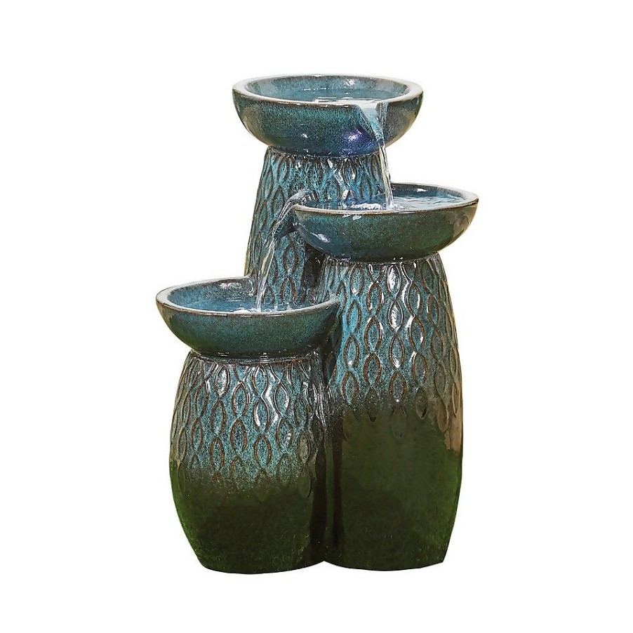 Homebase Water Features | Stylish Fountain Glazed Trio Water Feature With Leds