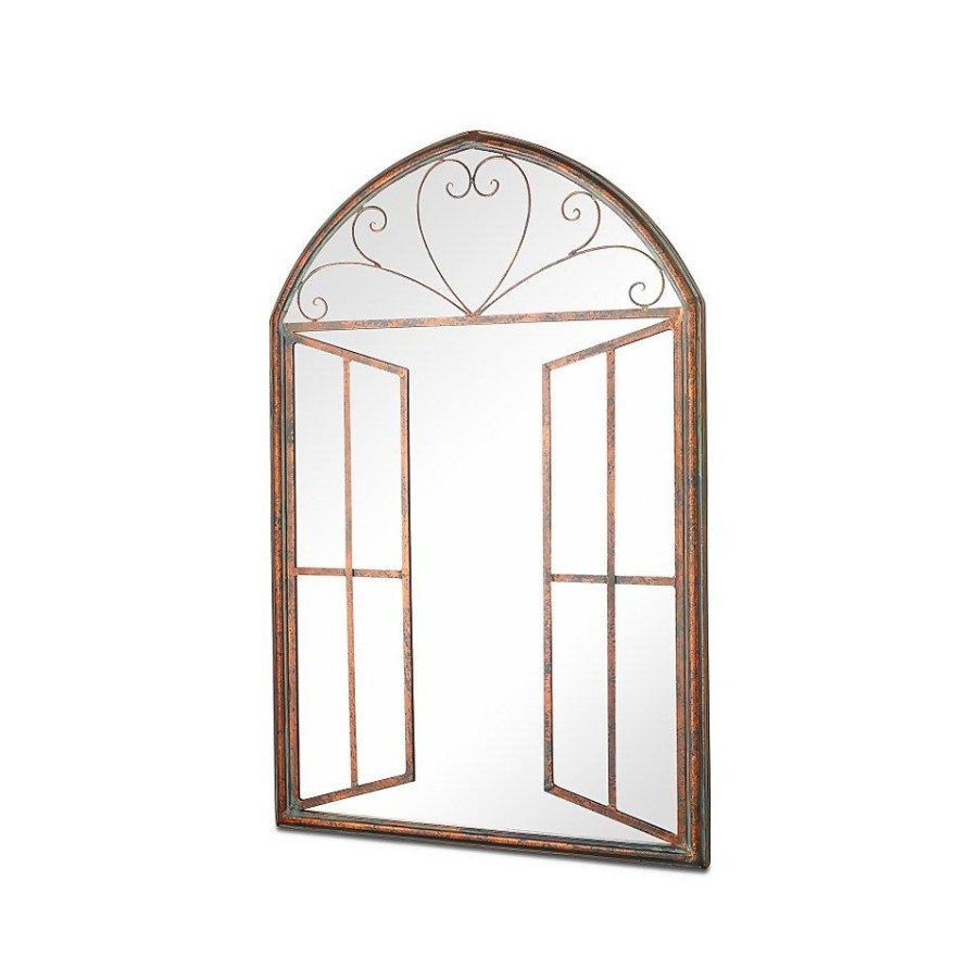 Homebase Mirrors | Mirroroutlet Metal Arched Decorative Window Effect Garden Mirror - 92X61Cm