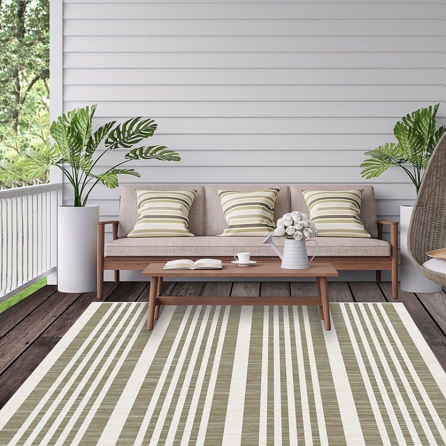 Homebase Rugs | Duo Weave Indoor/Outdoor Rug - Stripes Natural - 160X230Cm