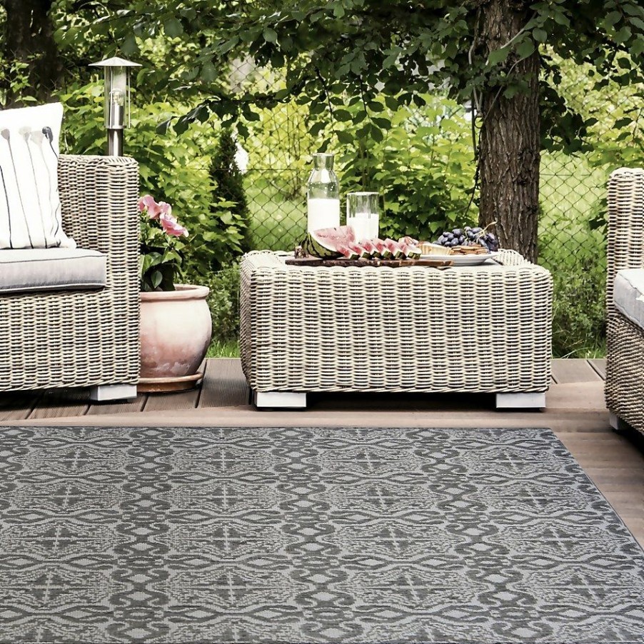 Homebase Rugs | County Victorian Indoor/Outdoor Rug - Grey - 120X170Cm