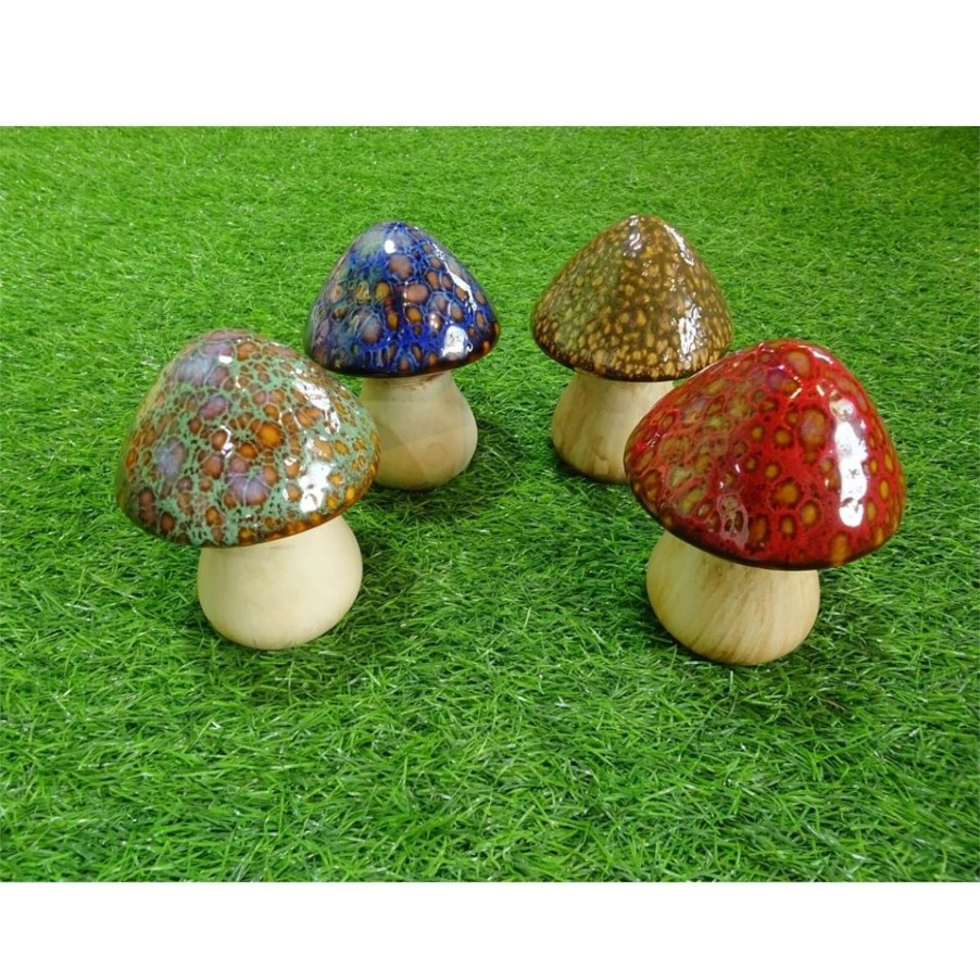 Homebase Garden Ornaments | Ceramic Mushroom Garden Ornament - Small