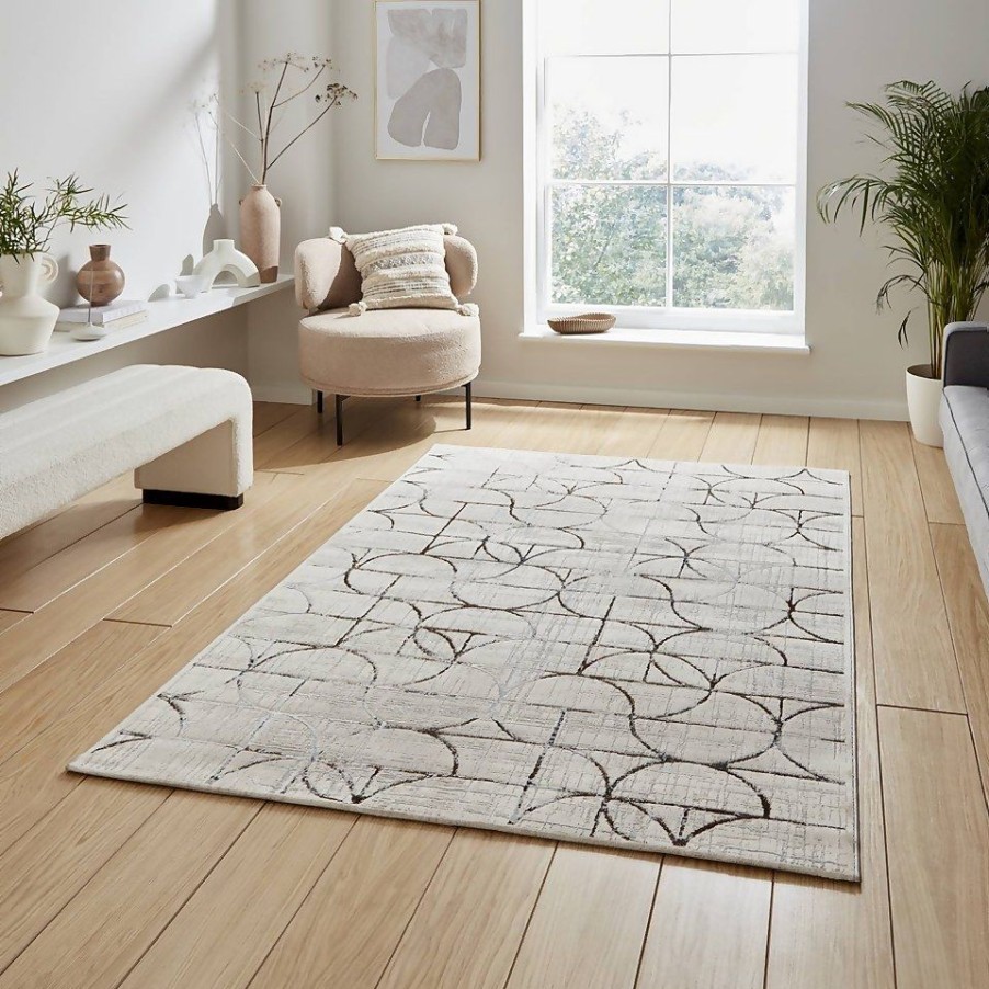 Homebase Rugs | Blair Shimmer Circle Rug - Cream - 120X170Cm