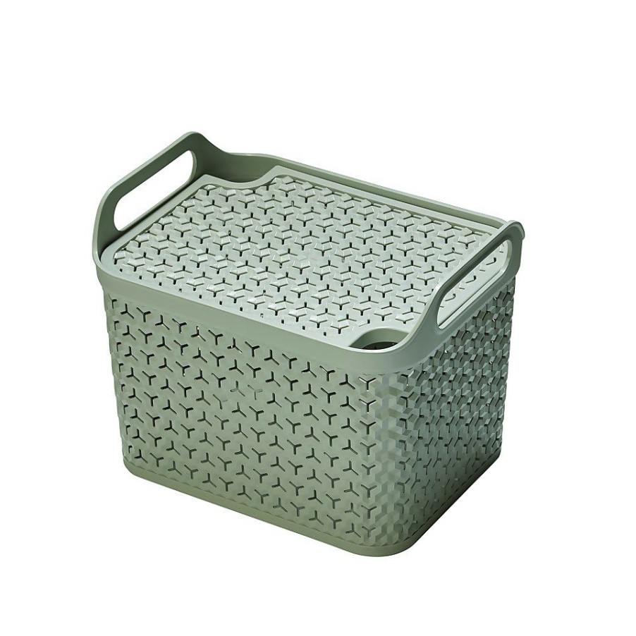 Homebase Storage & Home Deals | Medium Urban Storage Basket With Lid - Green