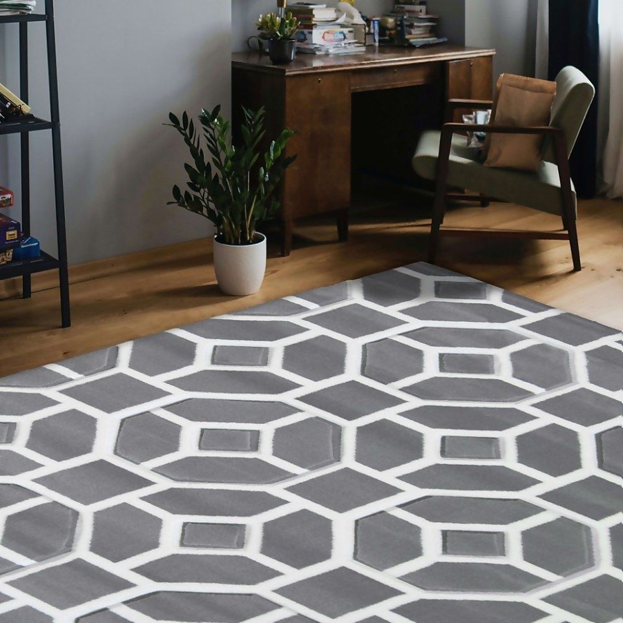 Homebase Rugs | Daytona Gorton Rug - Grey - 120X170Cm