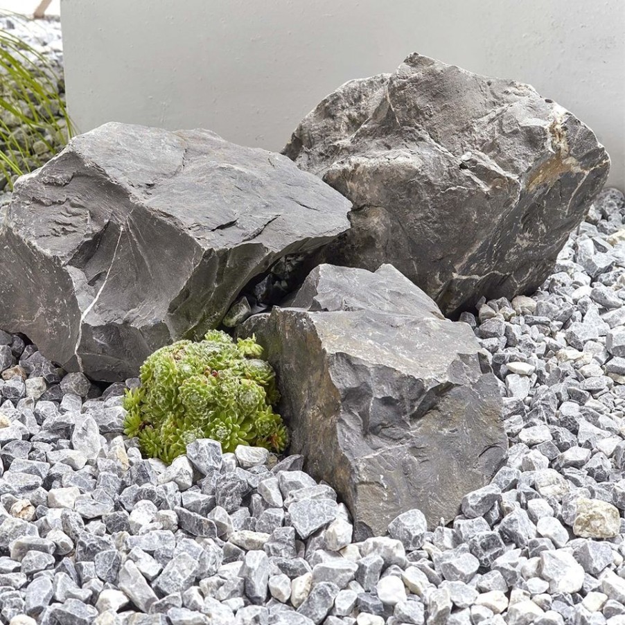 Homebase Decorative Stone, Gravel & Chippings | Stylish Stone Black Mountain Rockery - Full Crate (70-80 Pieces)