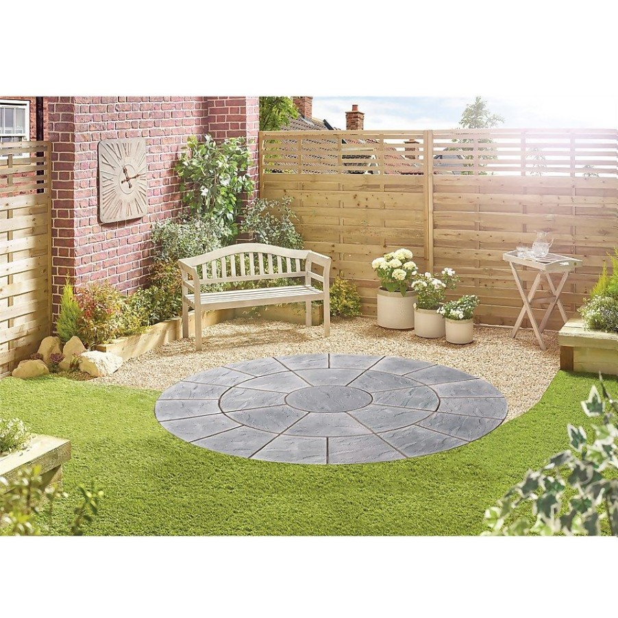 Homebase Paving Stones & Slabs | Stylish Stone Chantry Circle Kit Graphite - 2.4M