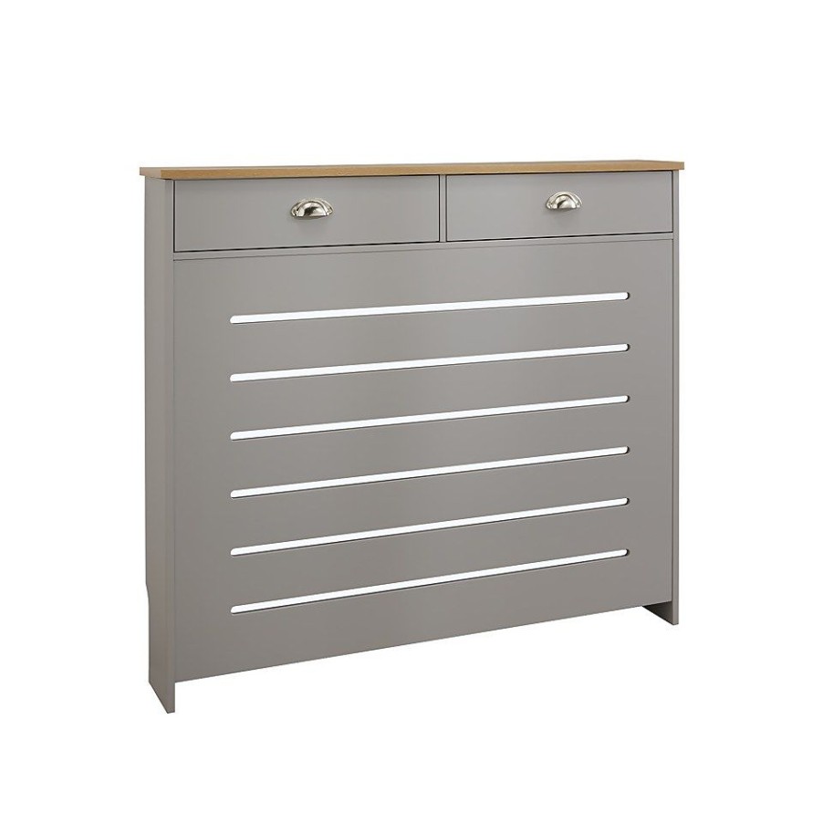 Homebase Hallway Furniture | Barnford Medium Radiator Cover With Drawers In Grey & Oak Effect