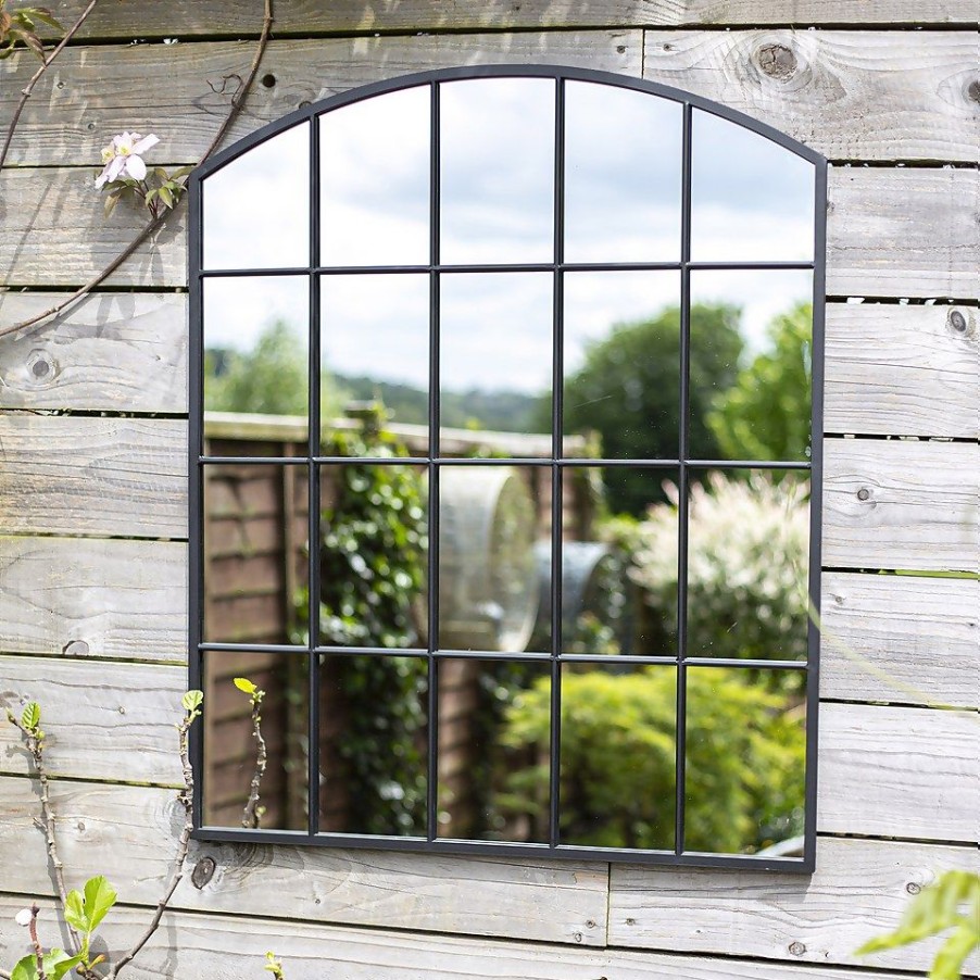 Homebase Mirrors | Black Industrial Arch Garden Mirror