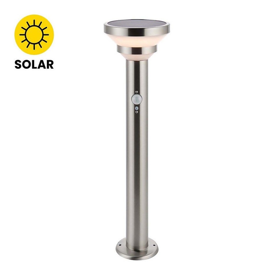 Homebase Solar Garden Lights | Halton 50Cm Photocell & Pir Solar Outdoor Floor Light - Stainless Steel