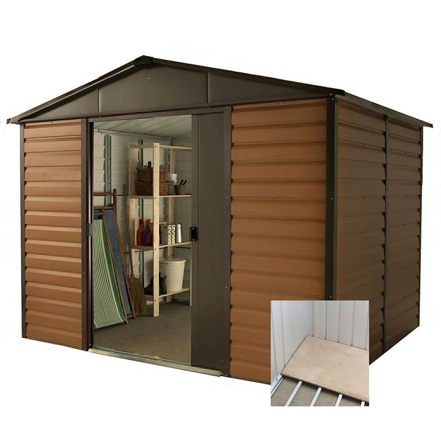 Homebase Garden Sheds | Yardmaster 10X8Ft Woodgrain Shed & Floor Frame