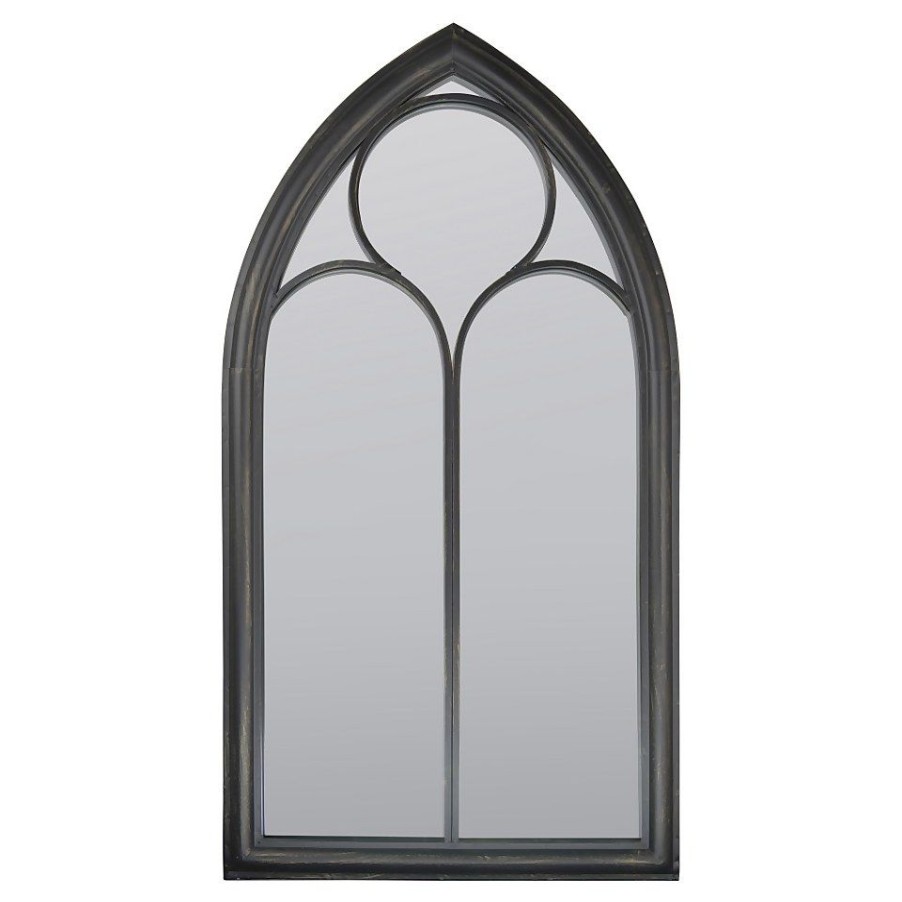 Homebase Mirrors | Mirroroutlet Black Somerley Chapel Arch Metal Garden Mirror - 112X61Cm