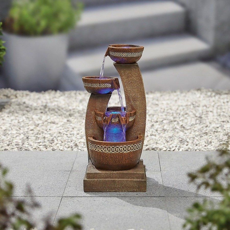 Homebase Water Features | Stylish Fountain Azure Columns Water Feature With Leds