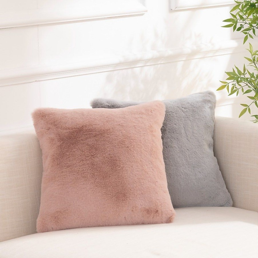 Homebase Cushions | Faux Fur Rabbit Cushion - 45X45Cm - Blush