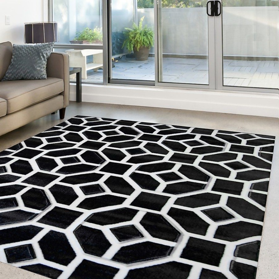 Homebase Rugs | Daytona Gorton Rug - Black - 120X170Cm