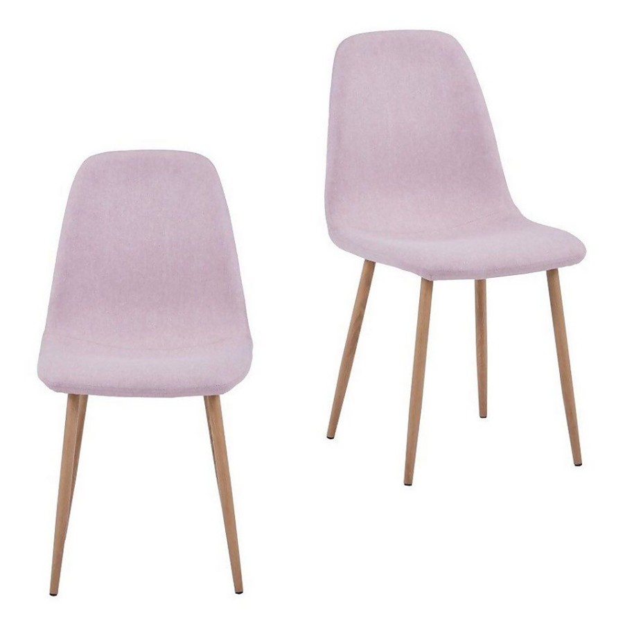 Homebase Dining Room Furniture | Ludlow Upholstered Dining Chair - Set Of 2 - Dusky Pink