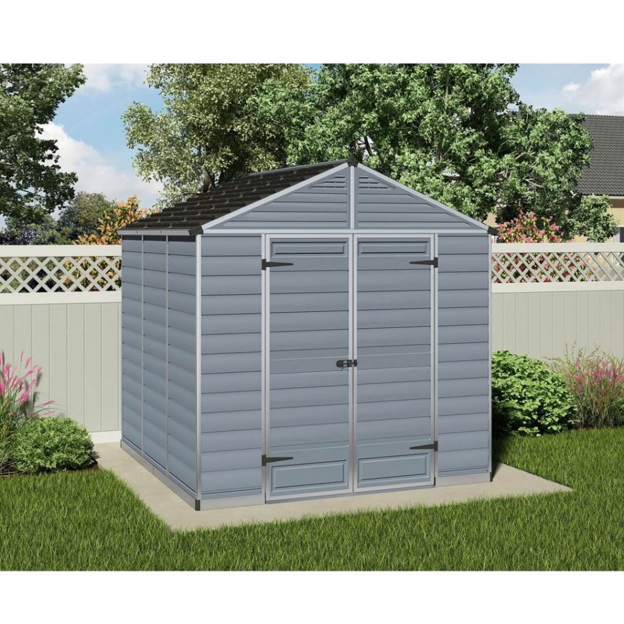 Homebase Garden Sheds | 8X8Ft Palram Skylight Dark Grey Apex Shed