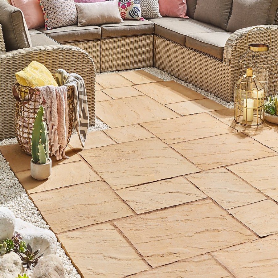 Homebase Paving Stones & Slabs | Stylish Stone Chantry Patio Paving Kit 5.76 Sqm Gold