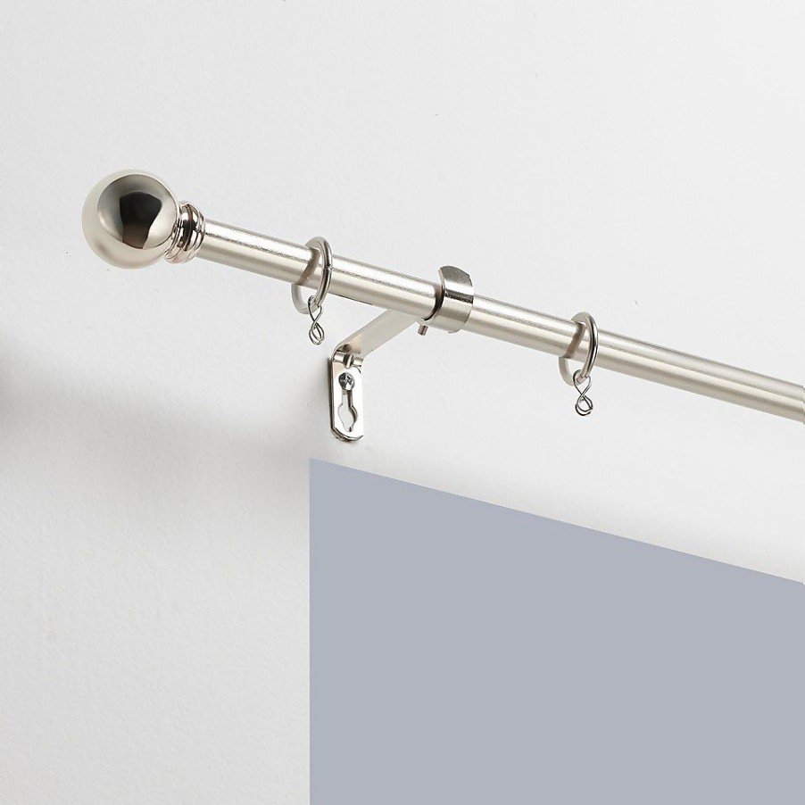 Homebase Curtain Poles & Tracks | Silver Extendable Curtain Pole With Ball Finial - 170-300Cm (Dia 13/16Mm)