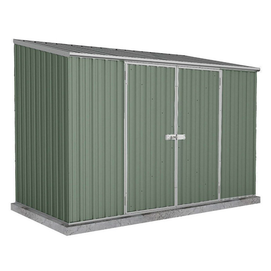 Homebase Garden Sheds | Absco 10 X 5Ft Space Saver Metal Pent Shed - Green