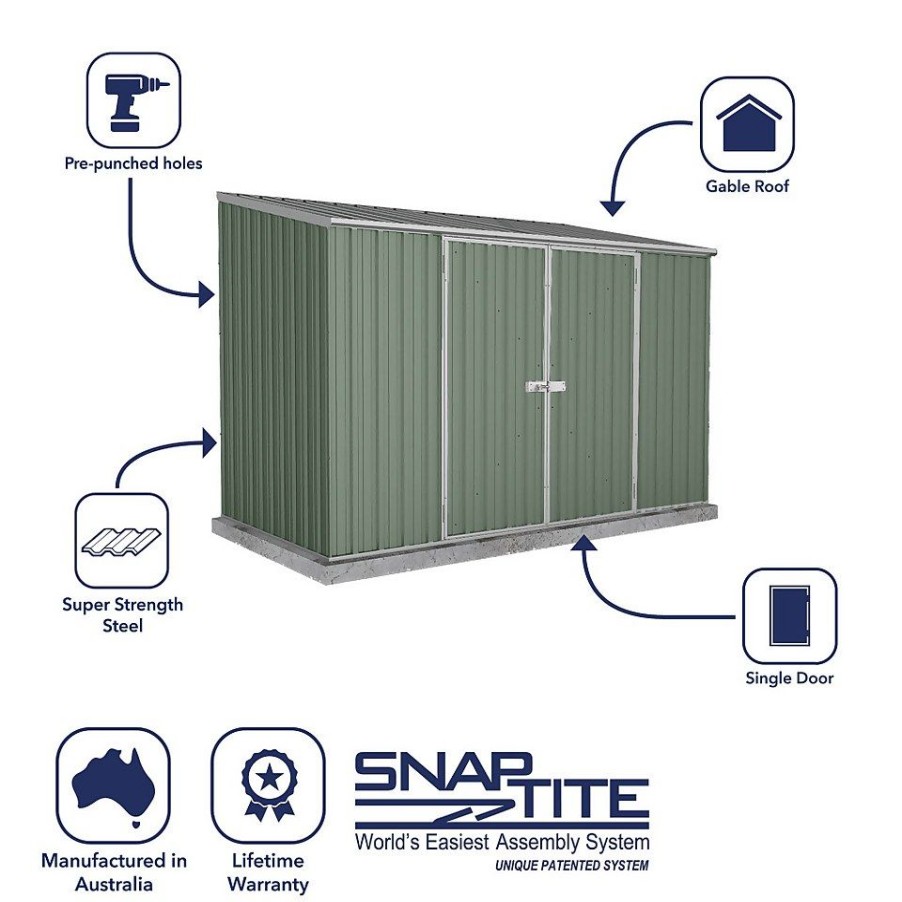 Homebase Garden Sheds | Absco 10 X 5Ft Space Saver Metal Pent Shed - Green