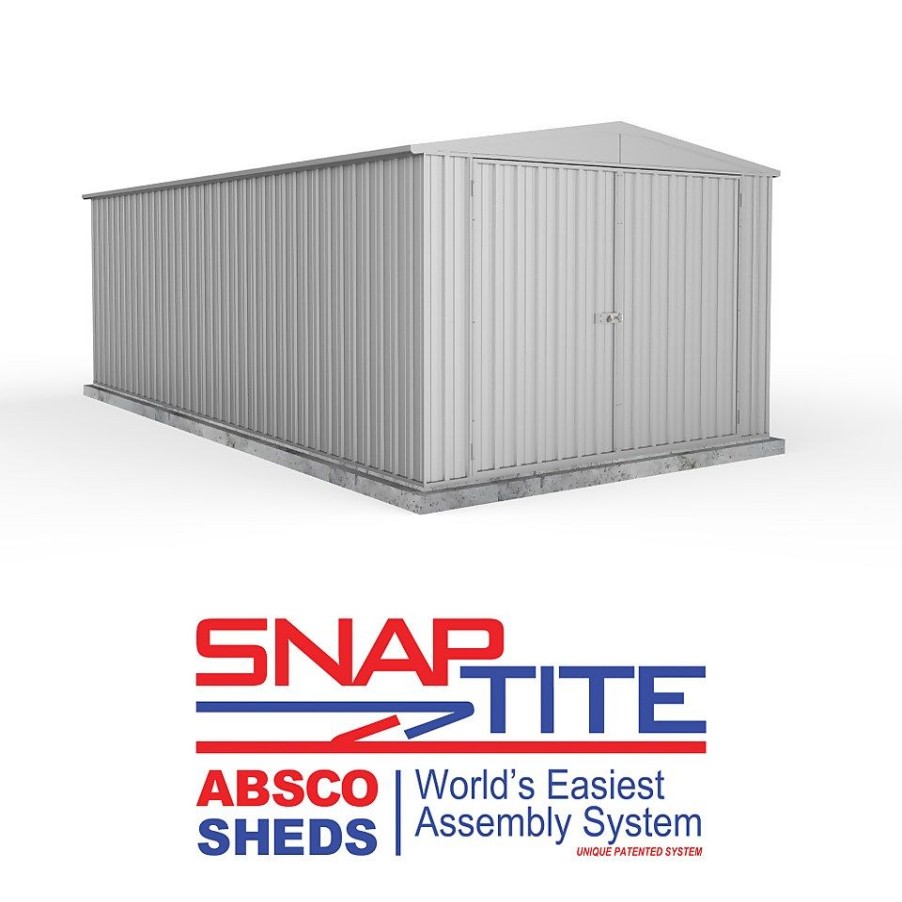 Homebase Garden Sheds | Absco 10 X 20Ft Utility Workshop Apex Metal Shed - Zinc