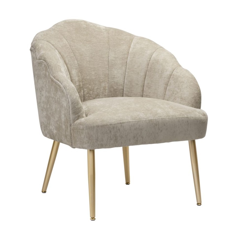 Homebase Chairs | Sophia Scallop Accent Chair - Champagne Chenille