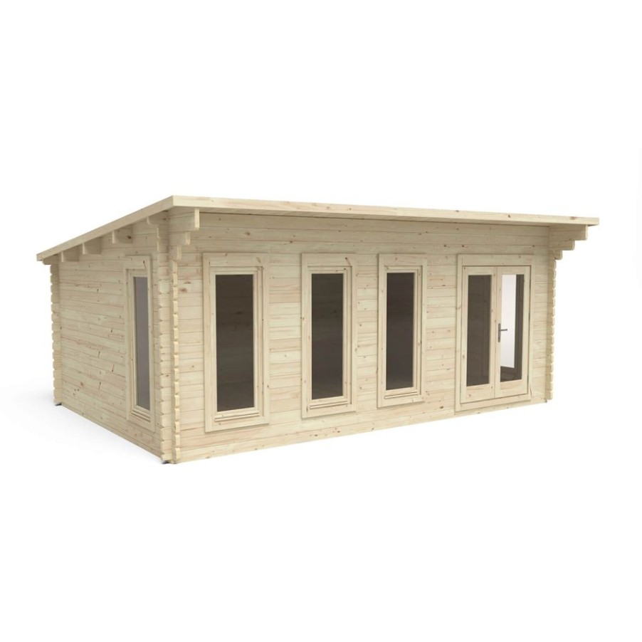 Homebase Garden Buildings | Forest Wolverley 6.0M X 4.0M Log Cabin Double Glazed 34Kg Polyester Felt, Plus Underlay