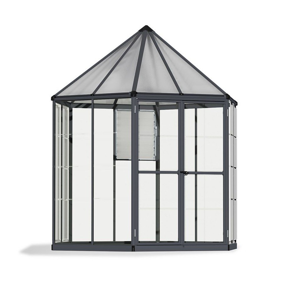 Homebase Greenhouses | Palram 8Ft Canopia Oasis Hexagonal Greenhouse - Grey